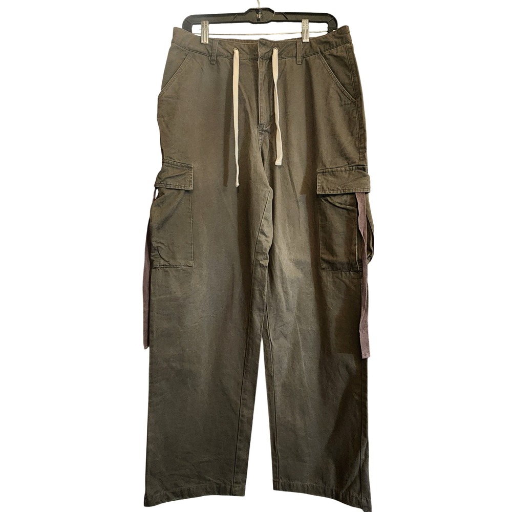 MNML Cargo Pants Womens 6 Olive Green Good Wide Leg Utility Streetwear Straps